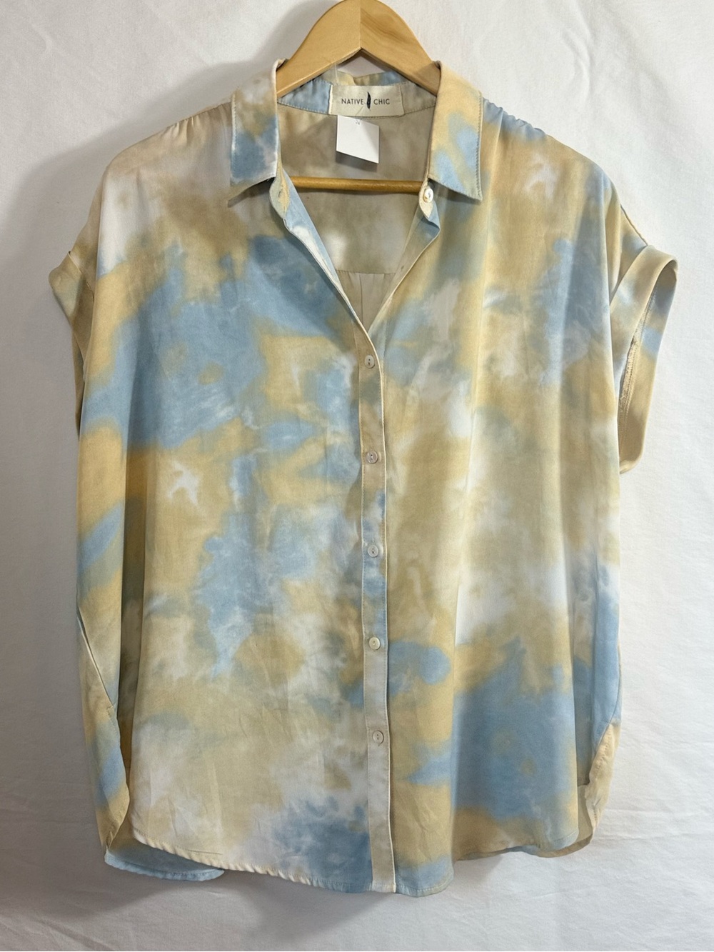 Native Chic Soft tie-dye button-up blouse